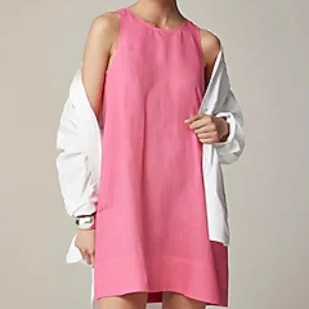 JCrew Maxine Button Back Linen Sleeveless Dress
